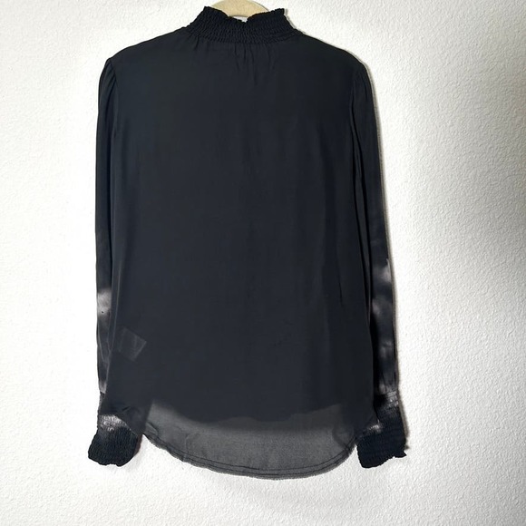 Go Silk Sheer Sleeve Galaxy Print Smocked Mock Neck Top Size XS 100% Silk - Picture 12 of 12